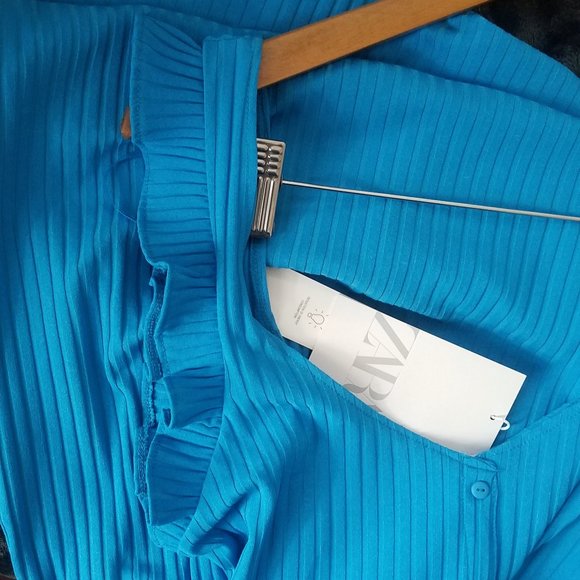 NWT RIBBED DRESS WITH BUTTONS BLUE 5584/371. - Picture 8 of 8